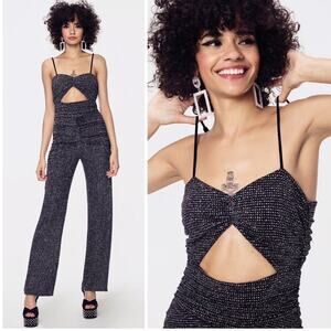 For Love & Lemons Margaux Glitter Jumpsuit Size Small